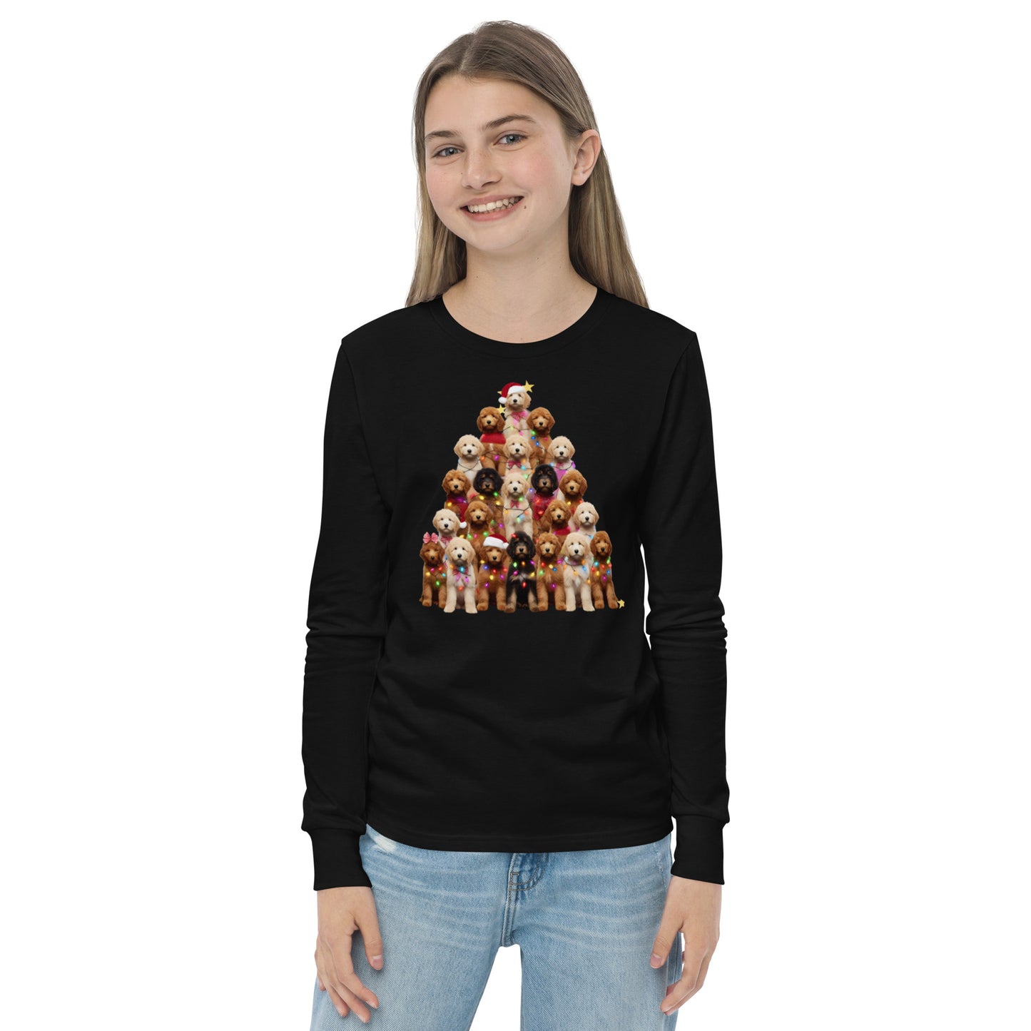 Doodle Christmas Tree Youth Long Sleeve T Shirt