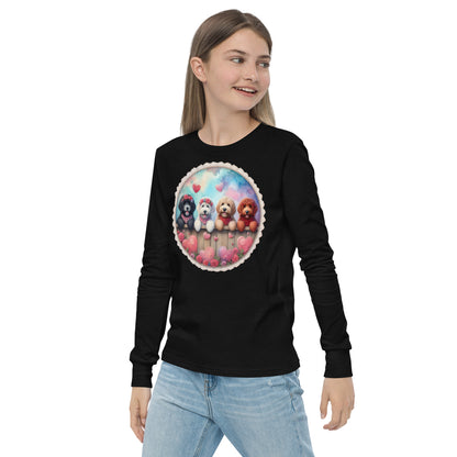 Valentines Doodles - Unisex Youth Bella + Canvas - Long Sleeve T Shirt