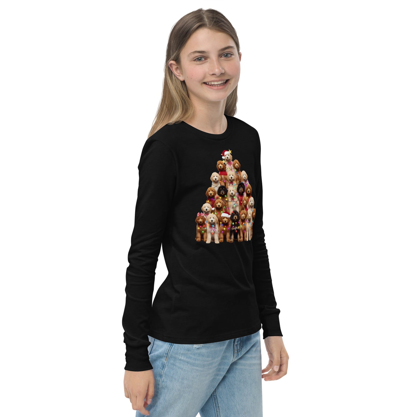 Doodle Christmas Tree Youth Long Sleeve T Shirt