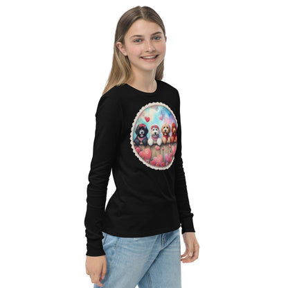 Valentines Doodles - Unisex Youth Bella + Canvas - Long Sleeve T Shirt