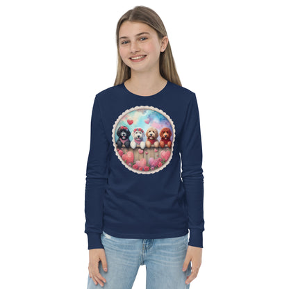 Valentines Doodles - Unisex Youth Bella + Canvas - Long Sleeve T Shirt