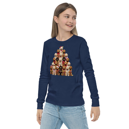 Doodle Christmas Tree Youth Long Sleeve T Shirt