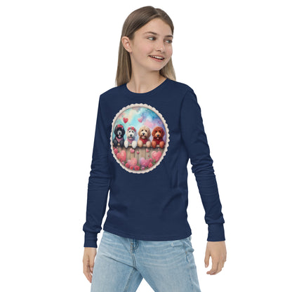 Valentines Doodles - Unisex Youth Bella + Canvas - Long Sleeve T Shirt