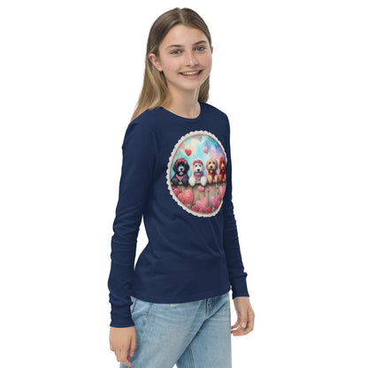 Valentines Doodles - Unisex Youth Bella + Canvas - Long Sleeve T Shirt