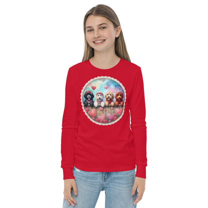 Valentines Doodles - Unisex Youth Bella + Canvas - Long Sleeve T Shirt