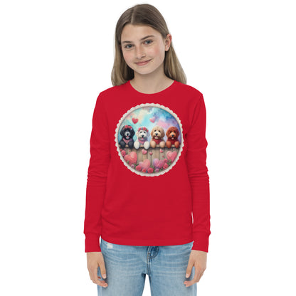 Valentines Doodles - Unisex Youth Bella + Canvas - Long Sleeve T Shirt