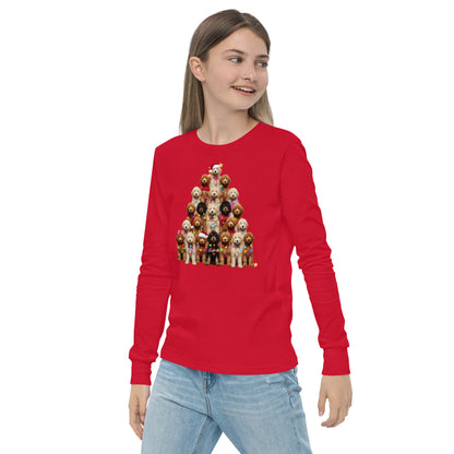 Doodle Christmas Tree Youth Long Sleeve T Shirt