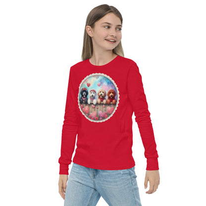 Valentines Doodles - Unisex Youth Bella + Canvas - Long Sleeve T Shirt