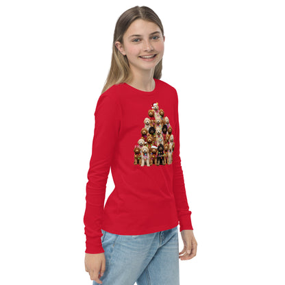 Doodle Christmas Tree Youth Long Sleeve T Shirt