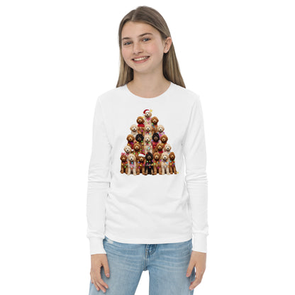 Doodle Christmas Tree Youth Long Sleeve T Shirt