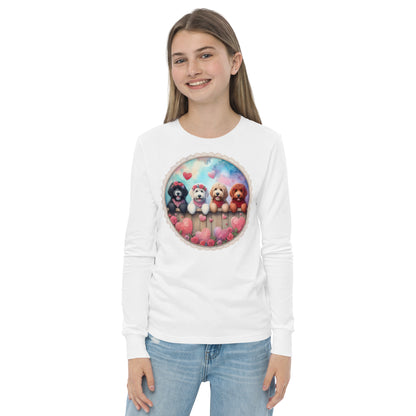 Valentines Doodles - Unisex Youth Bella + Canvas - Long Sleeve T Shirt