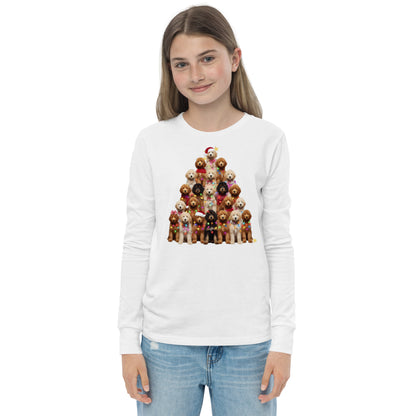 Doodle Christmas Tree Youth Long Sleeve T Shirt