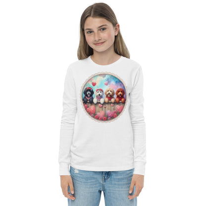 Valentines Doodles - Unisex Youth Bella + Canvas - Long Sleeve T Shirt