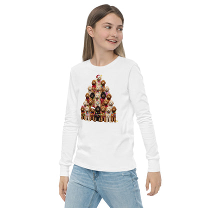 Doodle Christmas Tree Youth Long Sleeve T Shirt