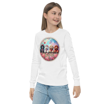 Valentines Doodles - Unisex Youth Bella + Canvas - Long Sleeve T Shirt