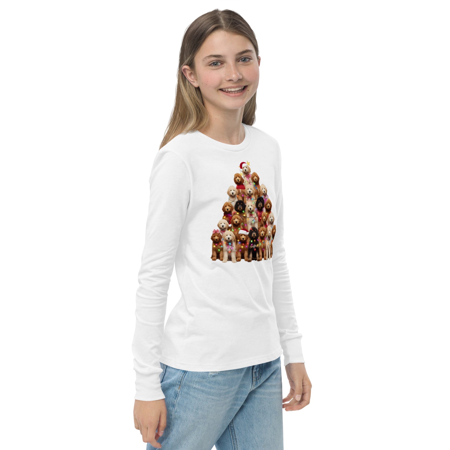 Doodle Christmas Tree Youth Long Sleeve T Shirt