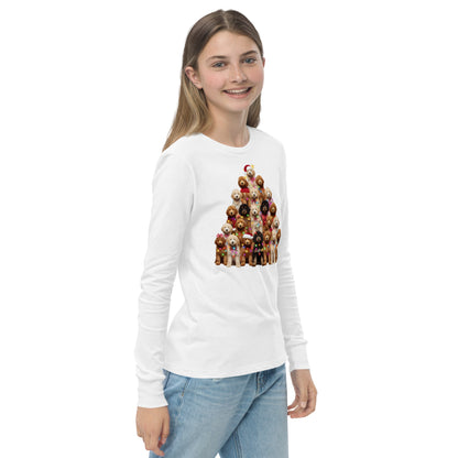 Doodle Christmas Tree Youth Long Sleeve T Shirt