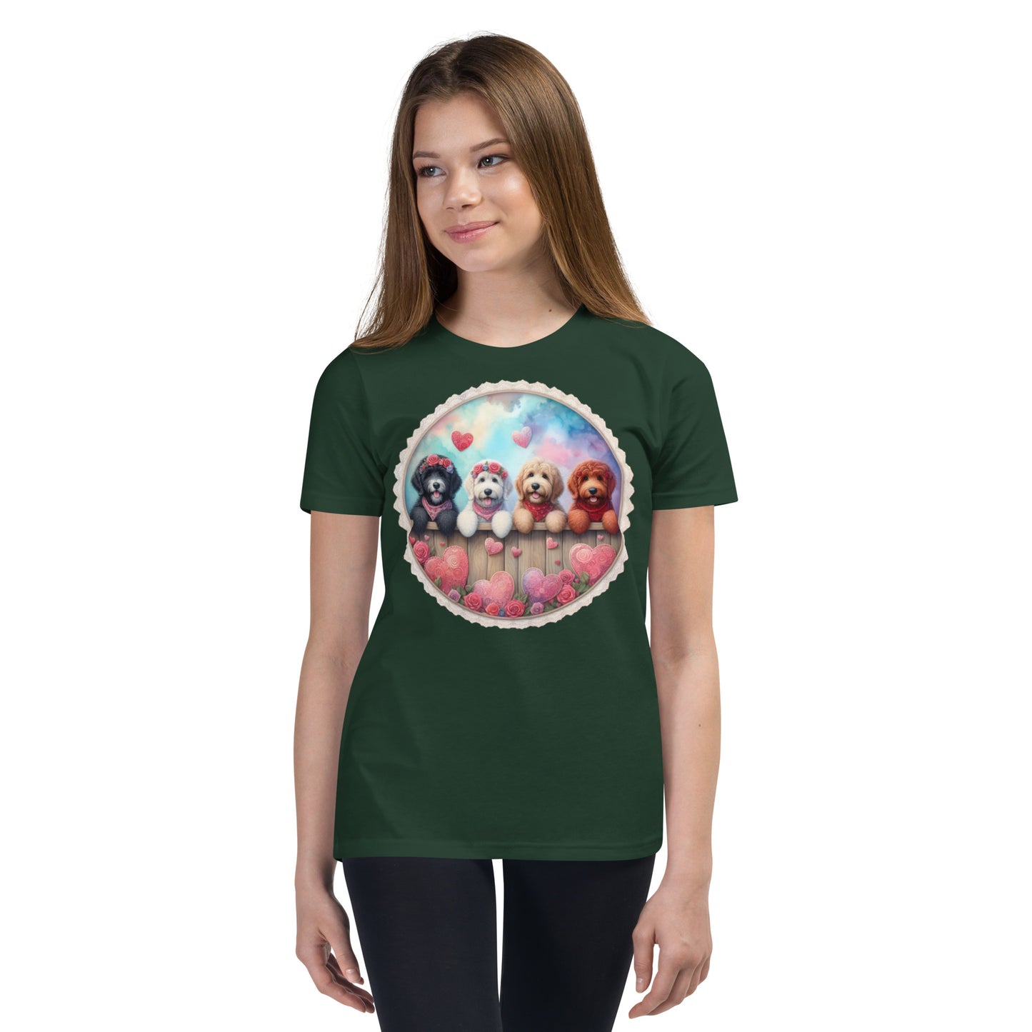 Valentines Doodles - Youth Unisex Short Sleeve T Shirt