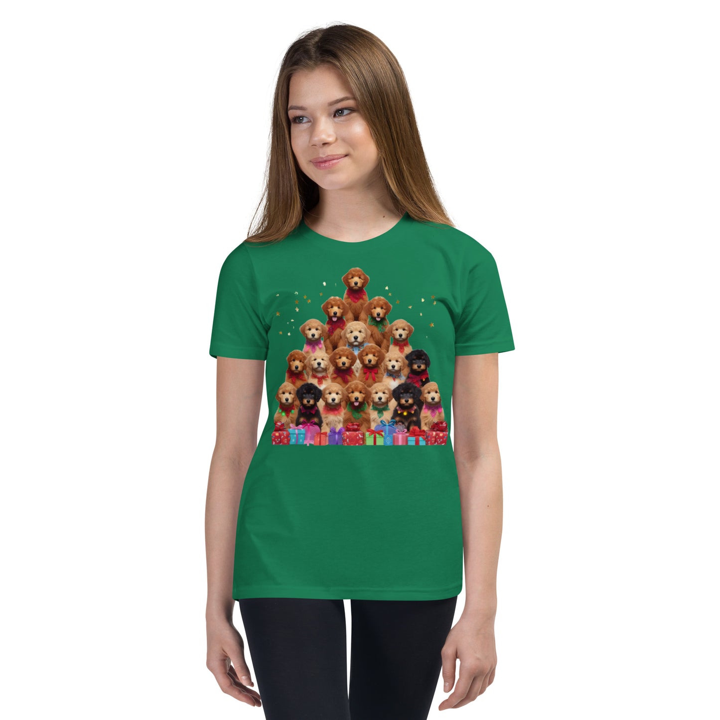 Christmas Tree Doodles Unisex Youth Short Sleeve T Shirt