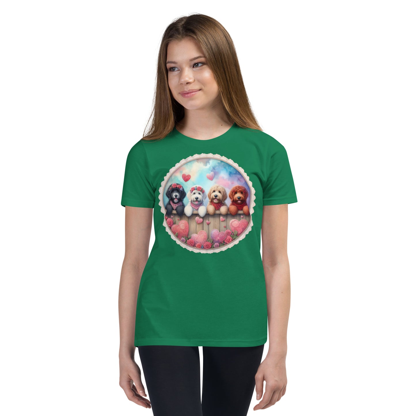 Valentines Doodles - Youth Unisex Short Sleeve T Shirt